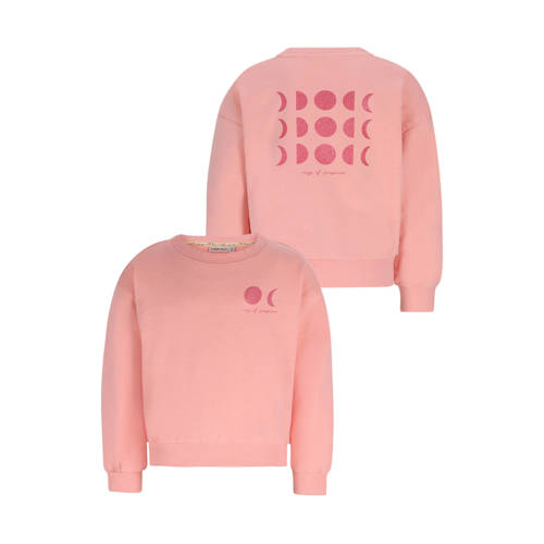 Like Flo sweater met backprint zalm Roze Backprint - maat 116 afbeelding