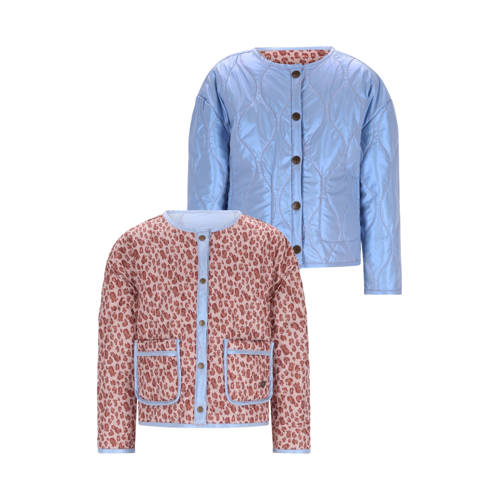 Like Flo reversible jas lichtblauw Meisjes Polyester Ronde hals Dierenprint - maat 104 afbeelding