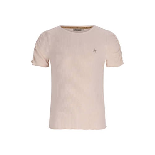 Like Flo T-shirt ecru rib gebreid Meisjes Viscose Ronde hals Effen - maat 116 afbeelding