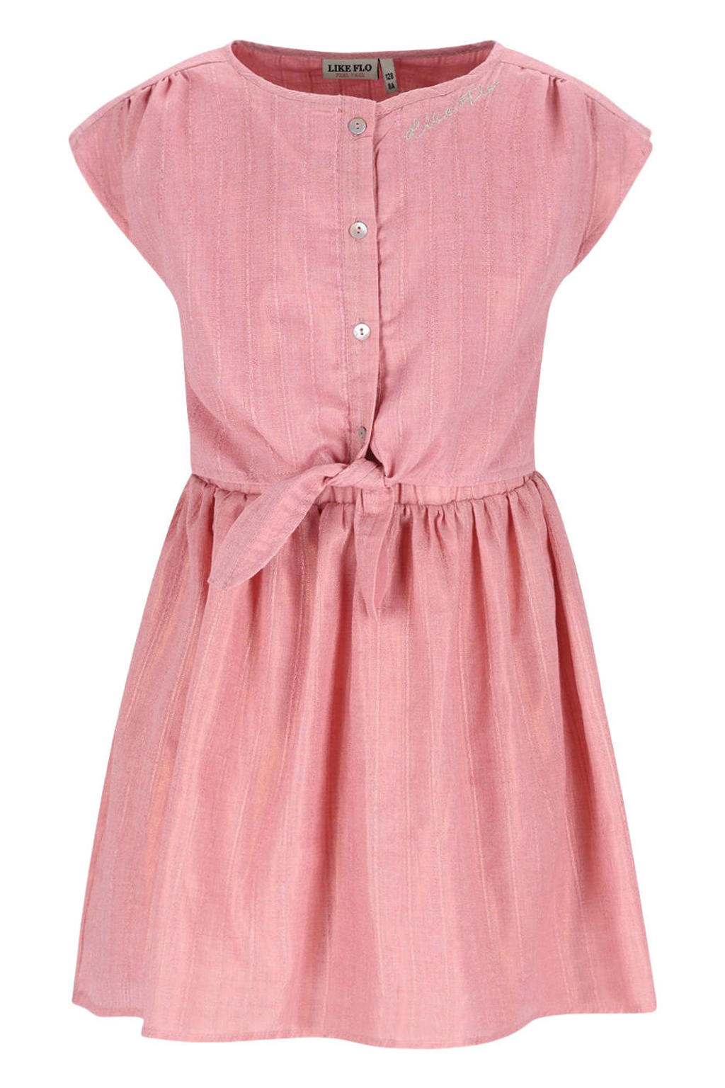 Roze meisjes Like Flo korte jurk van polyester met effen, button down sluiting, knoopsluiting en knoopdetail