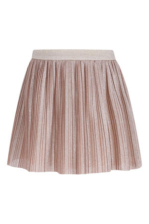 plissé rok met glitter goud
