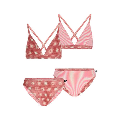 Like Flo reversible triangel bikini roodbruin/creme/roze Meisjes Polyester - maat 110/116 afbeelding
