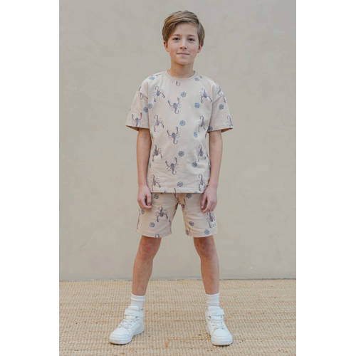 Like Flo Boys T-shirt crème Ecru Jongens Katoen Ronde hals All over print - maat 134/140 afbeelding