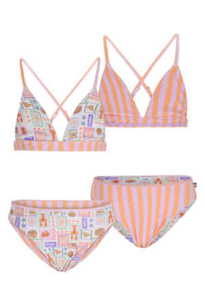 reversible triangel bikini oranje/lila