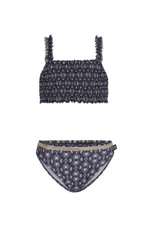 cropped bikini donkerblauw/ecru