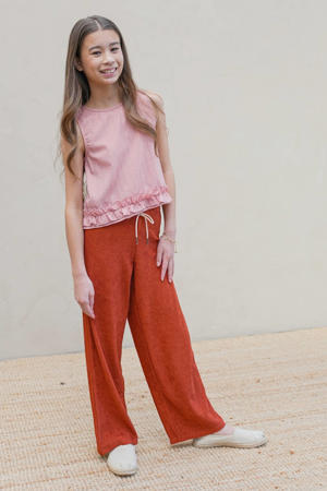 straight casual broek roodbruin