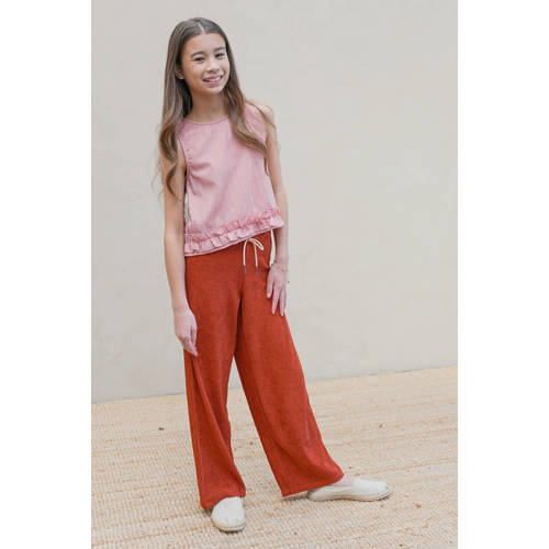 Like Flo straight casual broek roodbruin Meisjes Polyester Effen - maat 134 afbeelding
