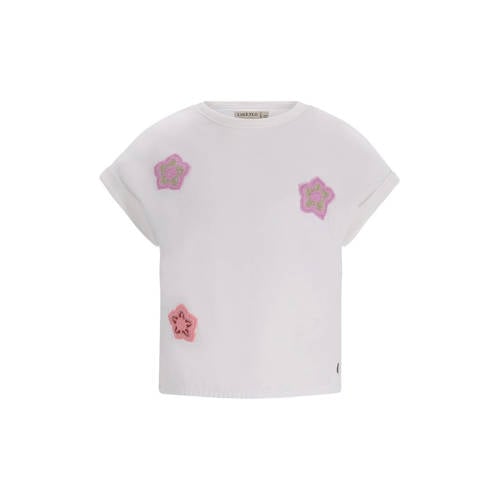 Like Flo T-shirt wit Meisjes Stretchkatoen Ronde hals Effen - maat 110 afbeelding