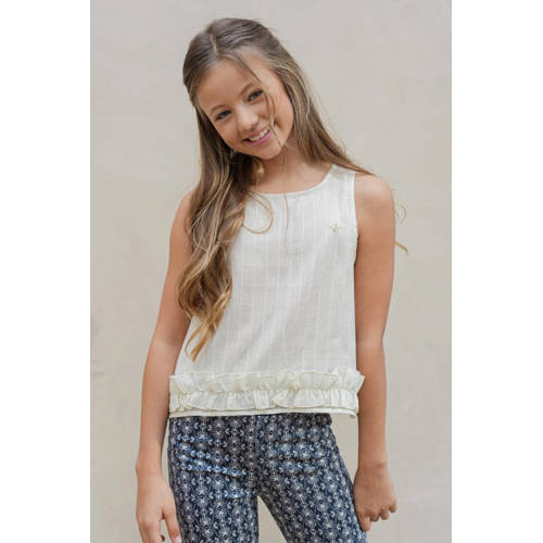 Like Flo gestreepte mouwloze top goud Meisjes Viscose Ronde hals Streep - maat 110 afbeelding