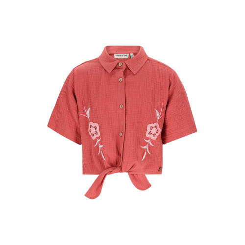 Like Flo blouse koraalrood Meisjes Katoen Klassieke kraag Effen - maat 104 afbeelding