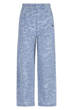 straight leg jeans met panterprint light blue denim