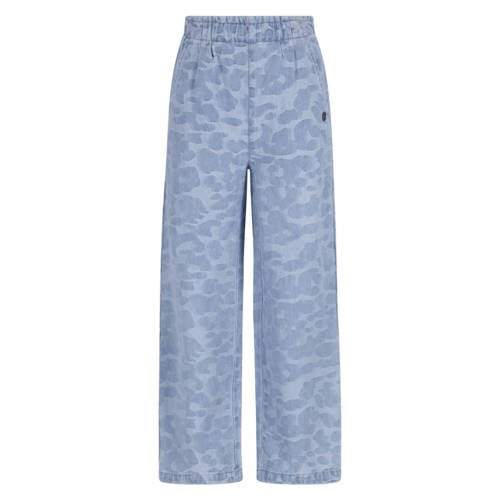 Like Flo straight leg jeans met panterprint light blue denim Blauw Meisjes Katoen - maat 158 afbeelding