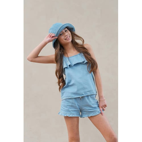 Like Flo denim regular casual short light blue denim Korte broek Blauw - maat 122/128 afbeelding
