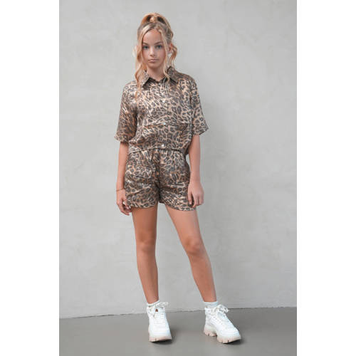 Like Flo Young regular waist casual short met panterprint bruin Korte broek Meisjes Polyester - maat 176 afbeelding