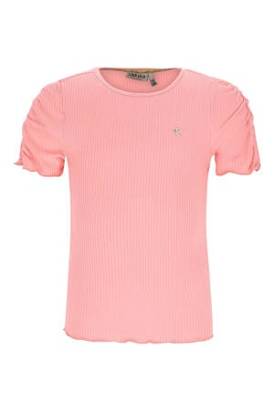 T-shirt zalm rib gebreid