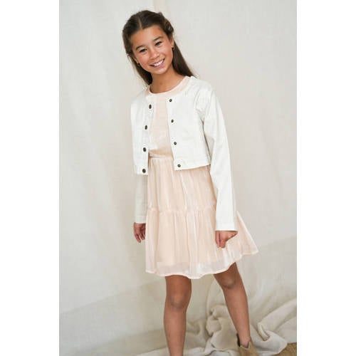 Like Flo zomerjurk champagne Wit Meisjes Polyester Ronde hals Effen - maat 152 afbeelding