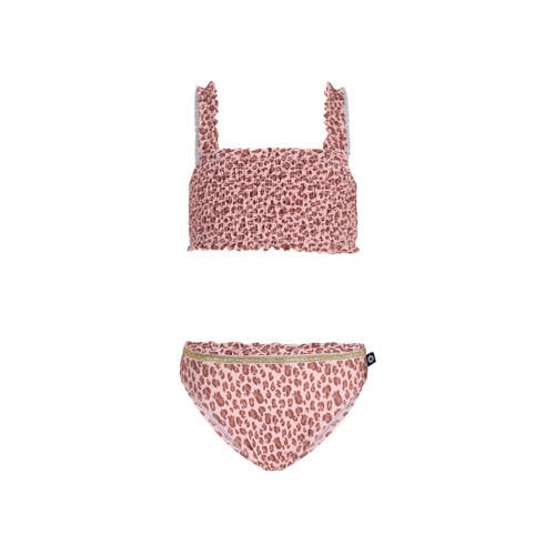 Like Flo crop bikini met panterprint roze Meisjes Polyester Dierenprint - maat 122/128 afbeelding