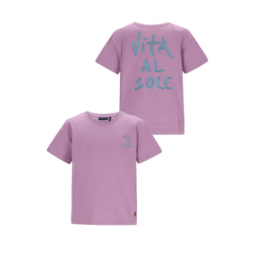 Like Flo Boys T-shirt met backprint lila Paars Jongens Katoen Ronde hals - maat 122/128 afbeelding