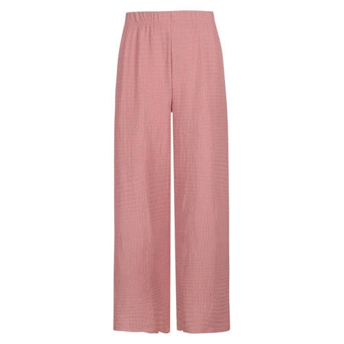 Like Flo Young wide leg regular waist casual broek oudroze met textuur Meisjes Polyester - maat 128 afbeelding