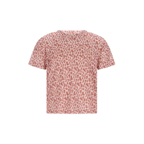 Like Flo T-shirt met panterprint roze Meisjes Polyester Ronde hals Dierenprint - maat 134/140 afbeelding