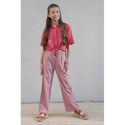 Like Flo straight casual broek oudroze Meisjes Katoen Effen - maat 146 afbeelding