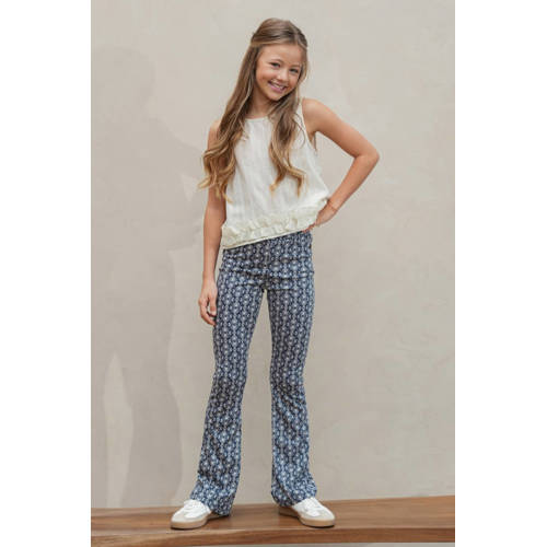Like Flo flared casual broek donkerblauw Meisjes Polyester All over print - maat 116 afbeelding