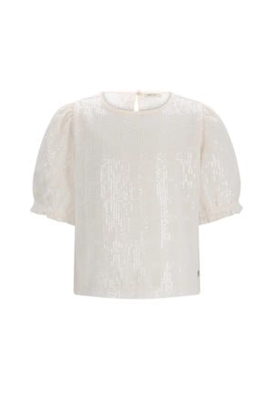 blousetop ecru met pailletten