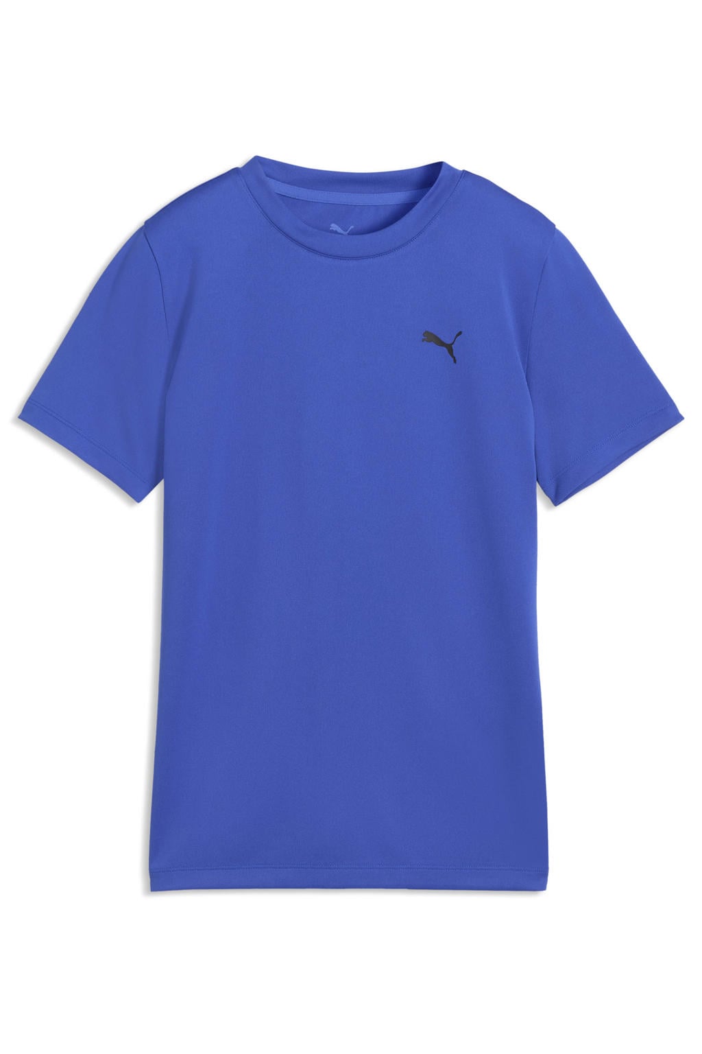 Blauwe jongens en meisjes Puma sportshirt ESS van polyester met effen, korte mouwen en ronde hals