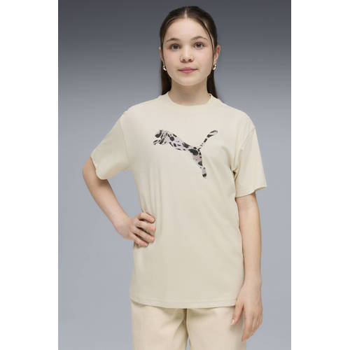 Puma T-shirt beige Meisjes Katoen Ronde hals Printopdruk - maat 164 afbeelding
