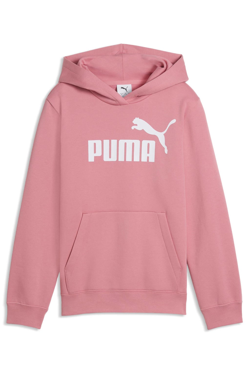Roze jongens en meisjes Puma hoodie van katoen met logo dessin, lange mouwen en capuchon