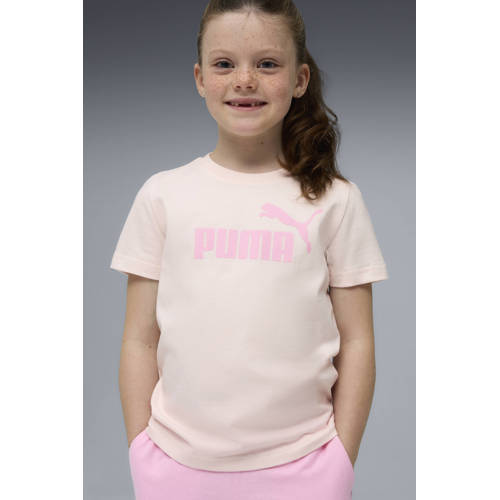 Puma T-shirt + short roze Jongens/Meisjes Katoen Ronde hals Logo - maat 98 afbeelding