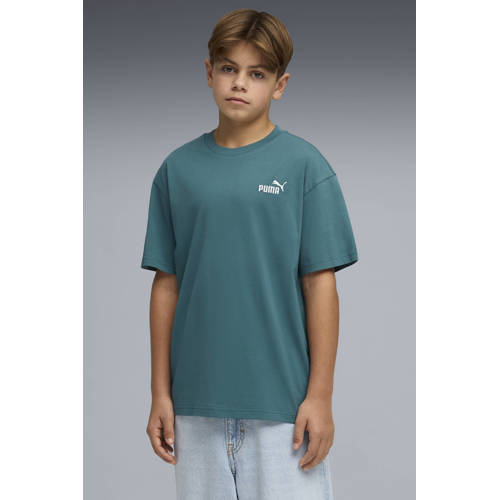 Puma T-shirt donkergroen Jongens/Meisjes Katoen Ronde hals Effen - maat 152 afbeelding