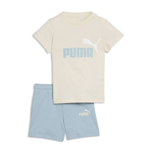 Puma T-shirt + korte broek blauw/beige Set Jongens/Meisjes Katoen Capuchon - maat 98 afbeelding
