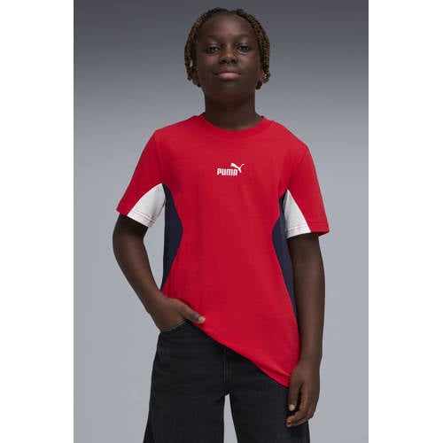 Puma sportshirt rood T-shirt Jongens/Meisjes Katoen Ronde hals Meerkleurig - maat 152 afbeelding