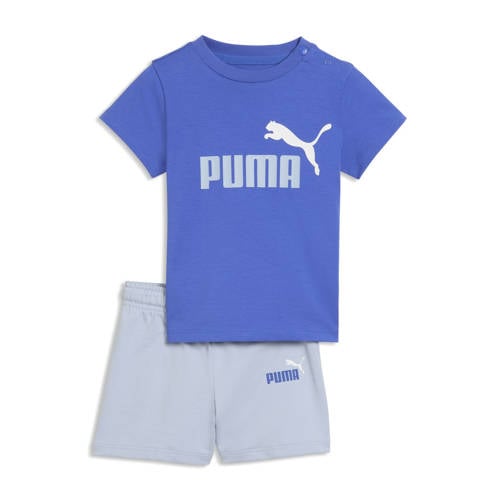 Puma T-shirt + korte broek blauw Set Jongens/Meisjes Katoen Capuchon Logo - maat 86 afbeelding