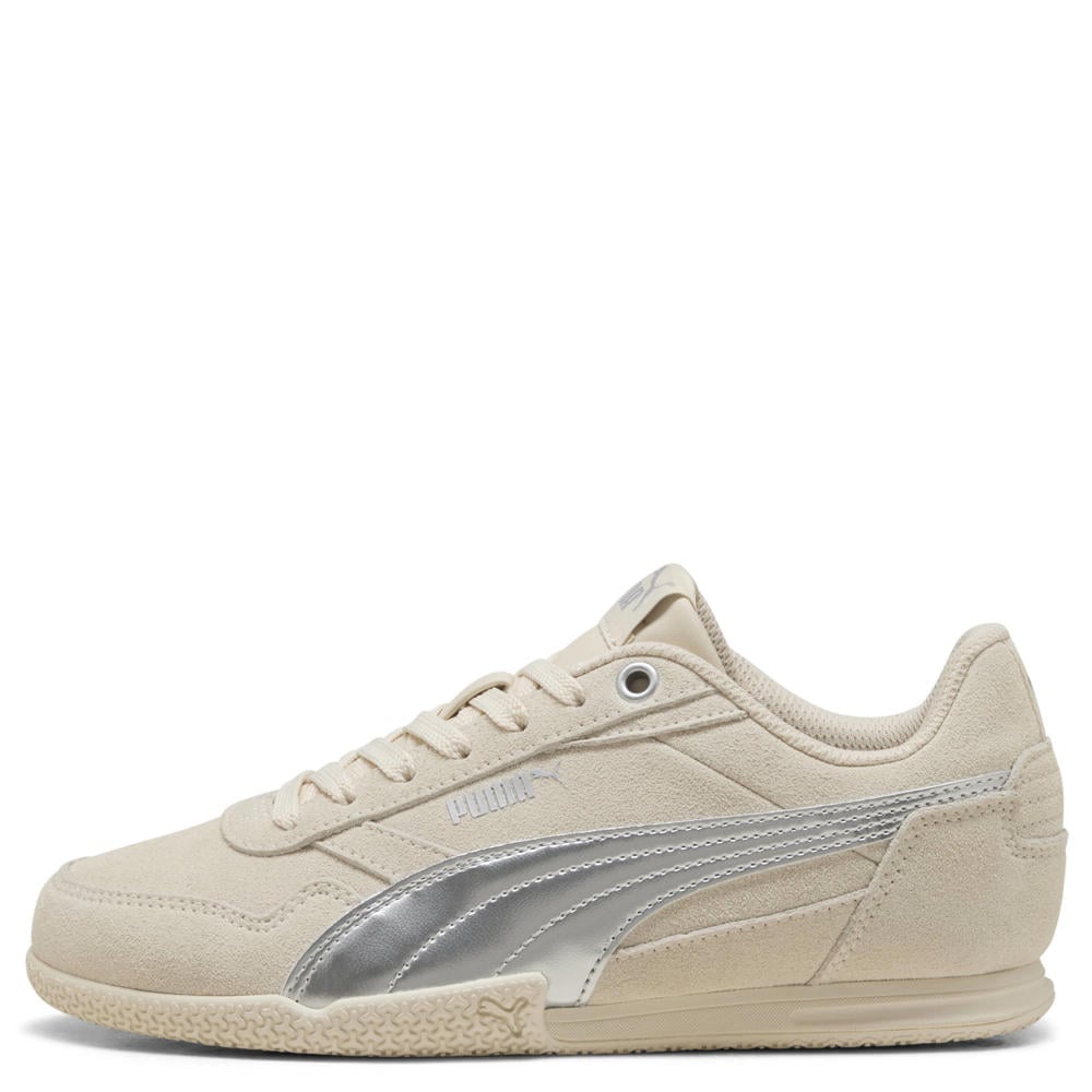 Ecru, zilver en metallickleurige jongens en meisjes Puma Bella Donna suede sneakers met veters