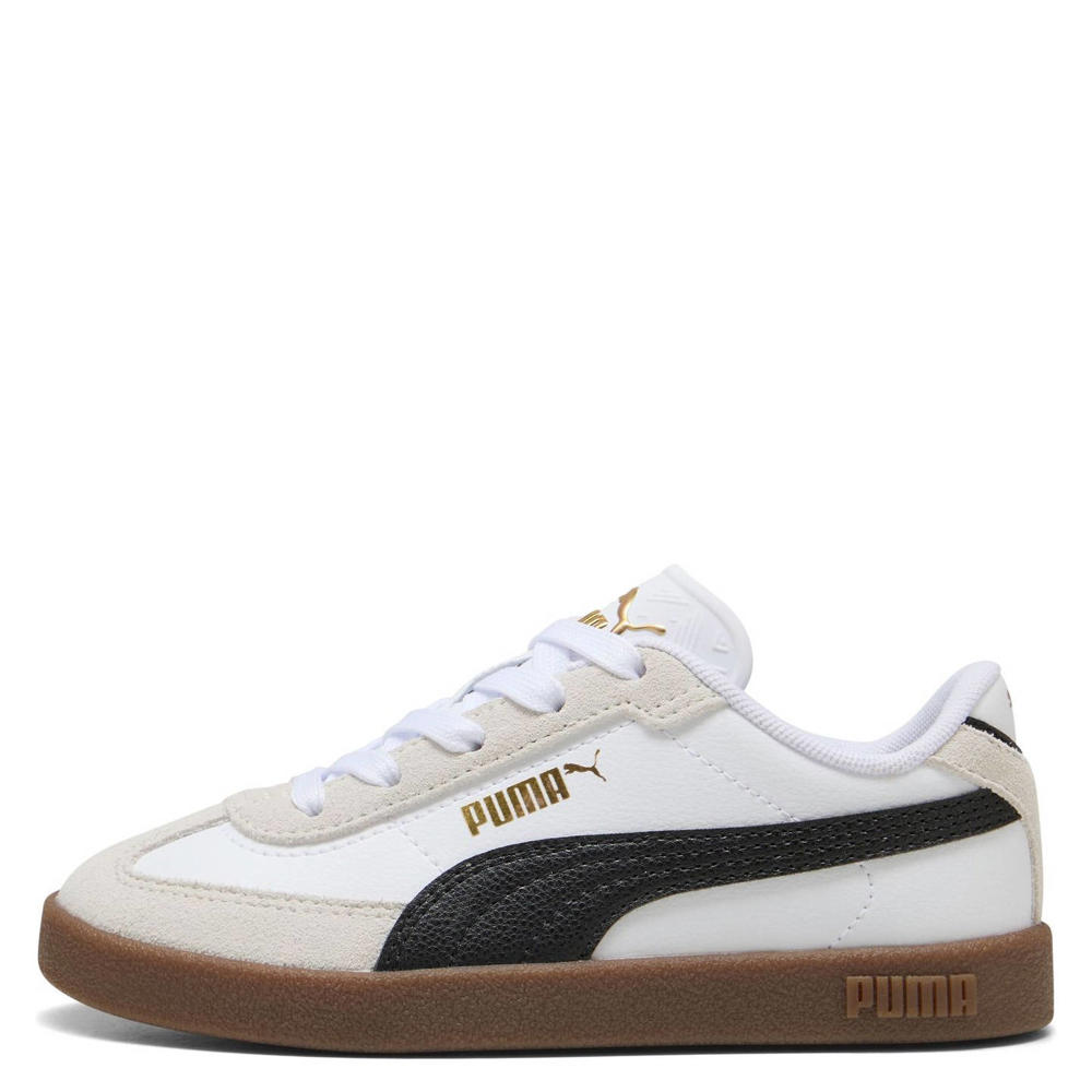 Wit, beige en zwarte jongens en meisjes Puma Club II Era suede sneakers met veters