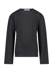 thumbnail: Zwarte meisjes America Today longsleeve van katoen met effen, lange mouwen, ronde hals en split