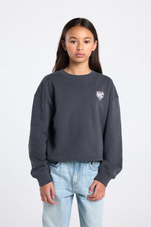 sweater met backprint grijs