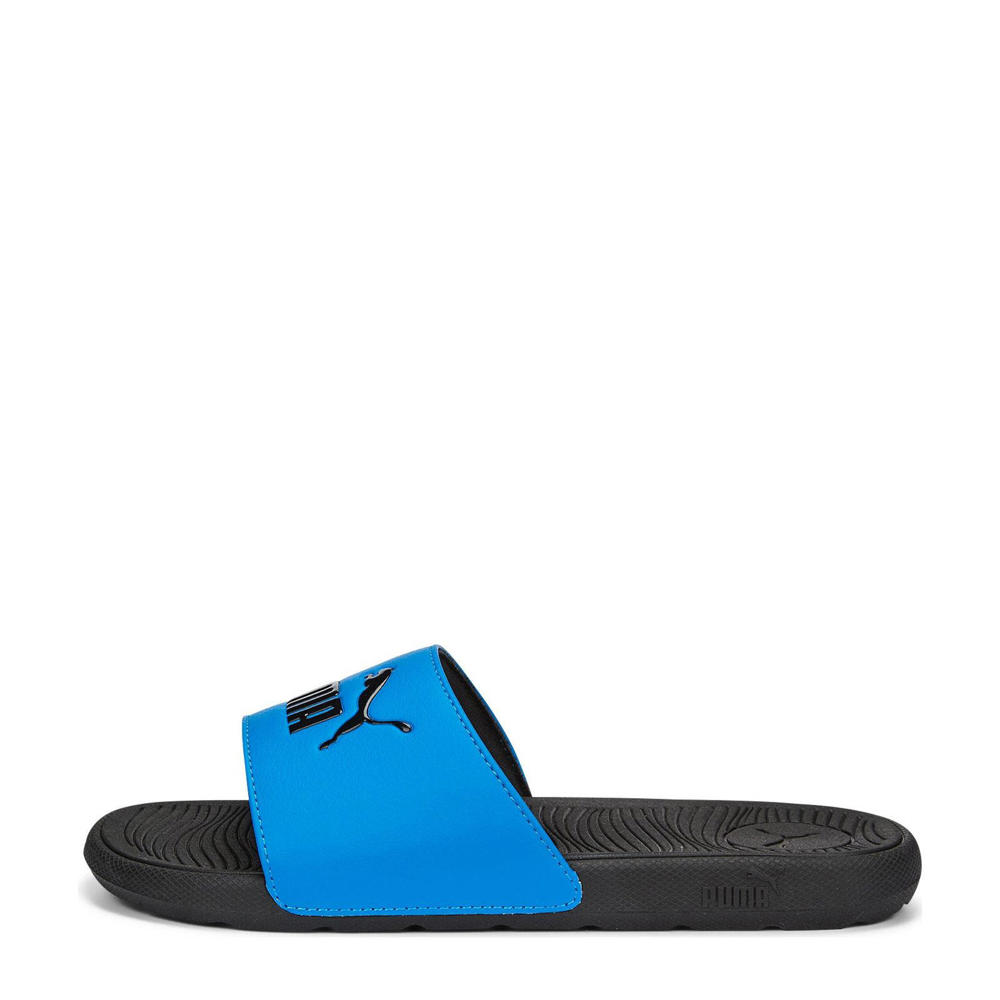Kobaltblauw en zwarte jongens en meisjes Puma Cool Cat 2.0 badslippers van rubber