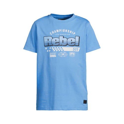 Orange Stars T-shirt lichtblauw Jongens Katoen Ronde hals Printopdruk - maat 158/164 afbeelding