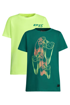 T-shirt - neon geel/groen (set van 2)