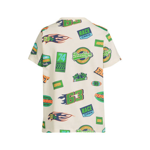 Orange Stars T-shirt wit Jongens Katoen Ronde hals All over print - maat 110/116 afbeelding
