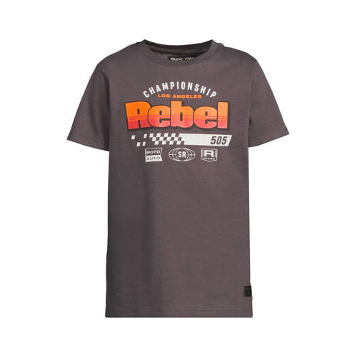 Orange Stars T-shirt grijs Jongens Katoen Ronde hals Printopdruk - maat 122/128 afbeelding