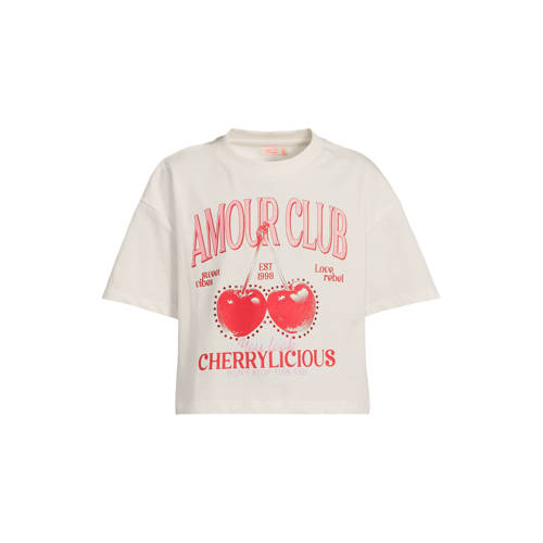 Orange Stars T-shirt ecru Meisjes Katoen Ronde hals Printopdruk - maat 134/140 afbeelding