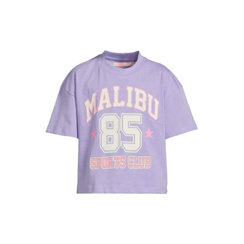 Orange Stars T-shirt lila Paars Meisjes Katoen Ronde hals Printopdruk - maat 110/116 afbeelding