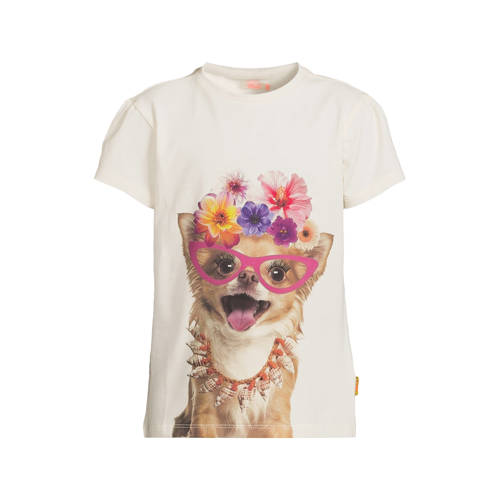 Orange Stars T-shirt ecru Meisjes Stretchkatoen Ronde hals Printopdruk - maat 146/152 afbeelding