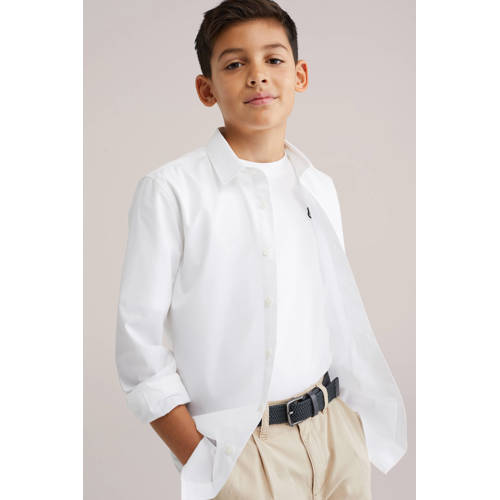 WE Fashion overhemd wit Jongens Polyester Klassieke kraag Effen