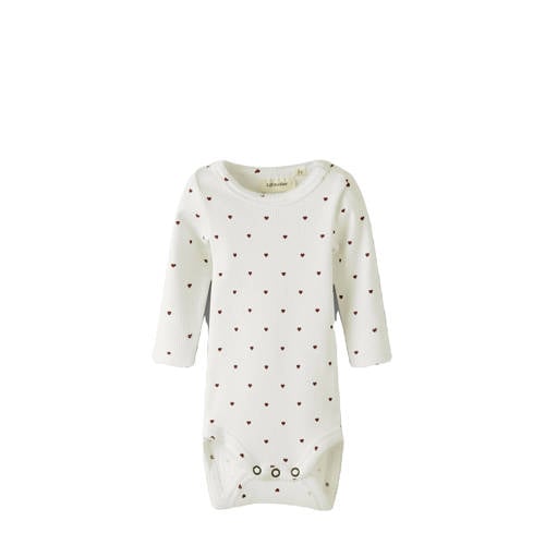 LIL' ATELIER BABY romper offwhite/rood Ecru Meisjes Katoen Ronde hals Hartjes - maat 56 afbeelding