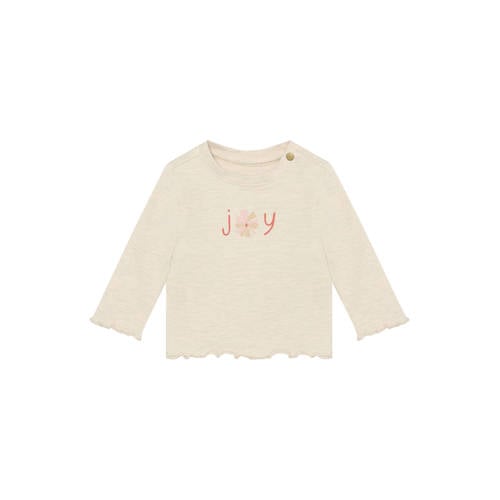 Noppies baby longsleeve beige Meisjes Stretchkatoen Ronde hals Printopdruk